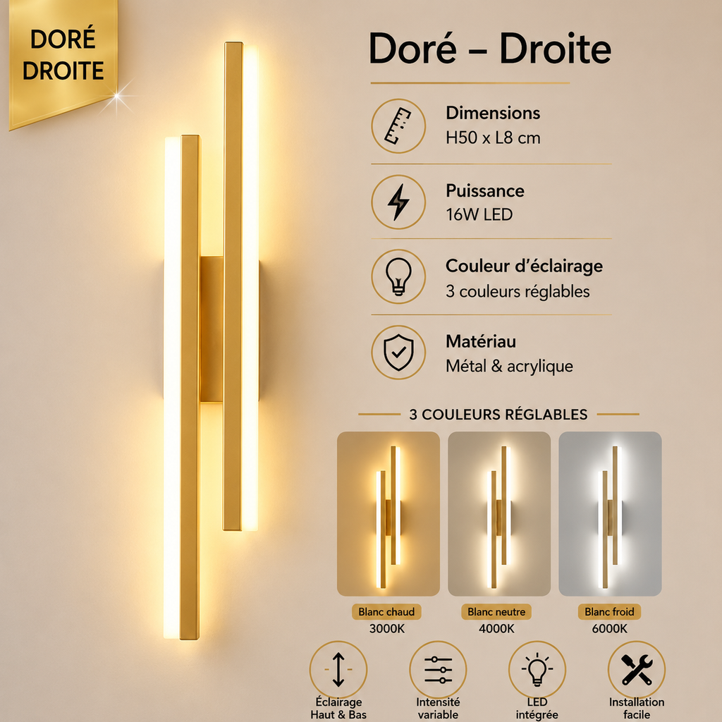 Applique Murale LED Cuivre – Luminaire Design pour Chambre et Salon