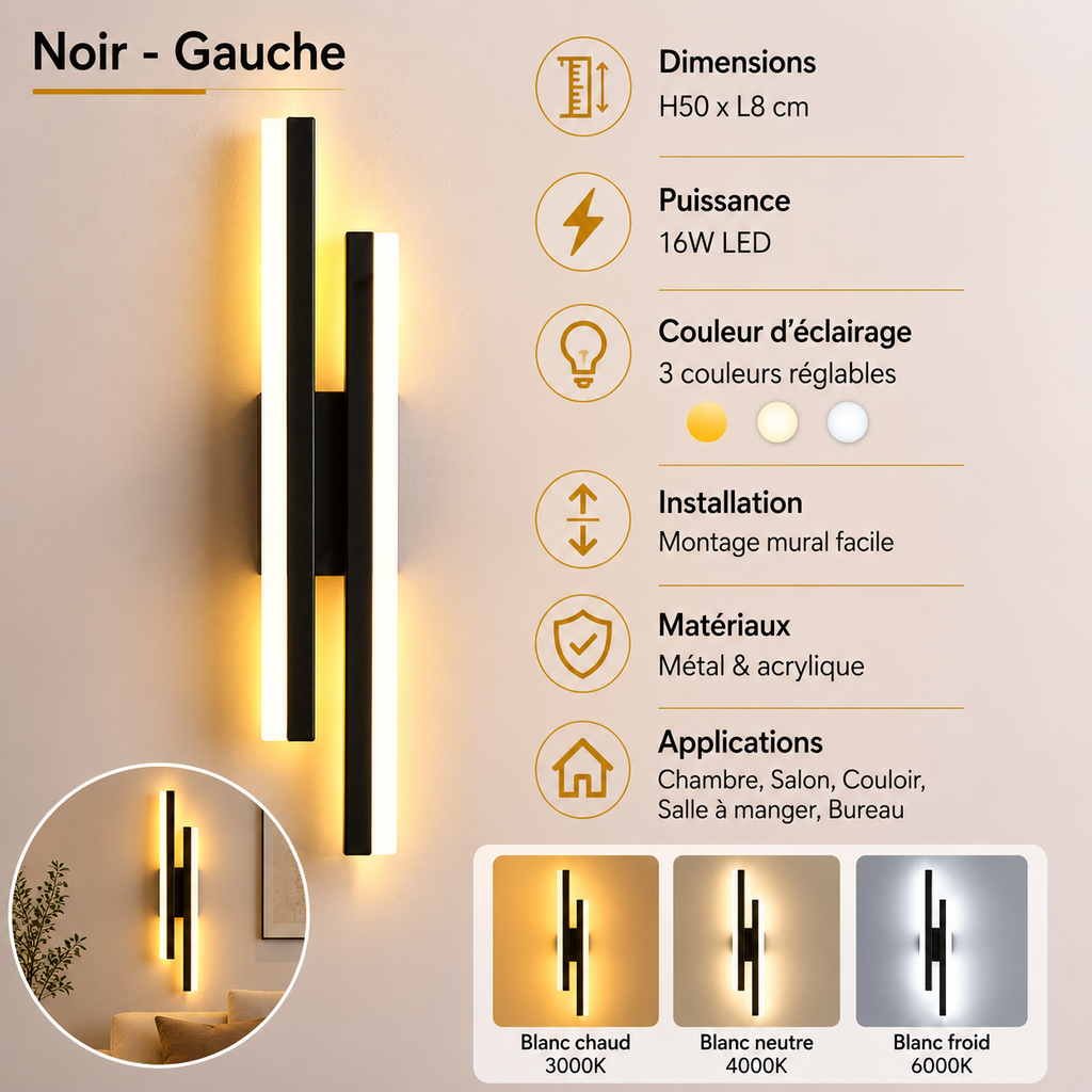 Applique Murale LED Cuivre – Luminaire Design pour Chambre et Salon