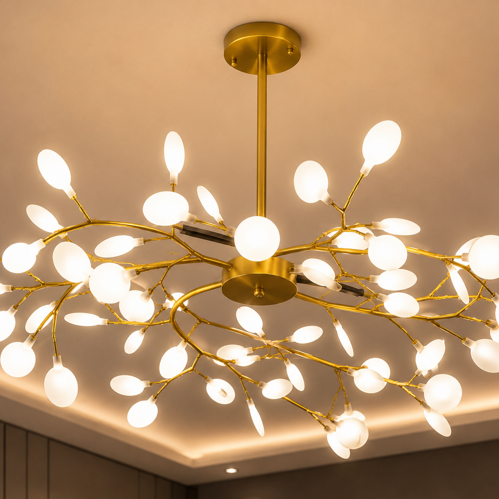 Lustre LED Nordique Doré & Noir Luminaire Élégant pour Salon et Chambre
