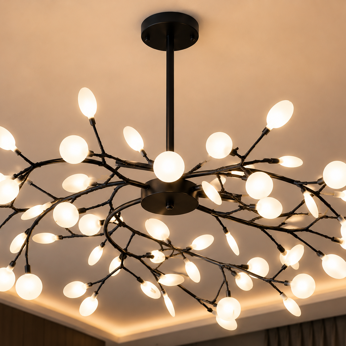 Lustre LED Nordique Doré & Noir Luminaire Élégant pour Salon et Chambre