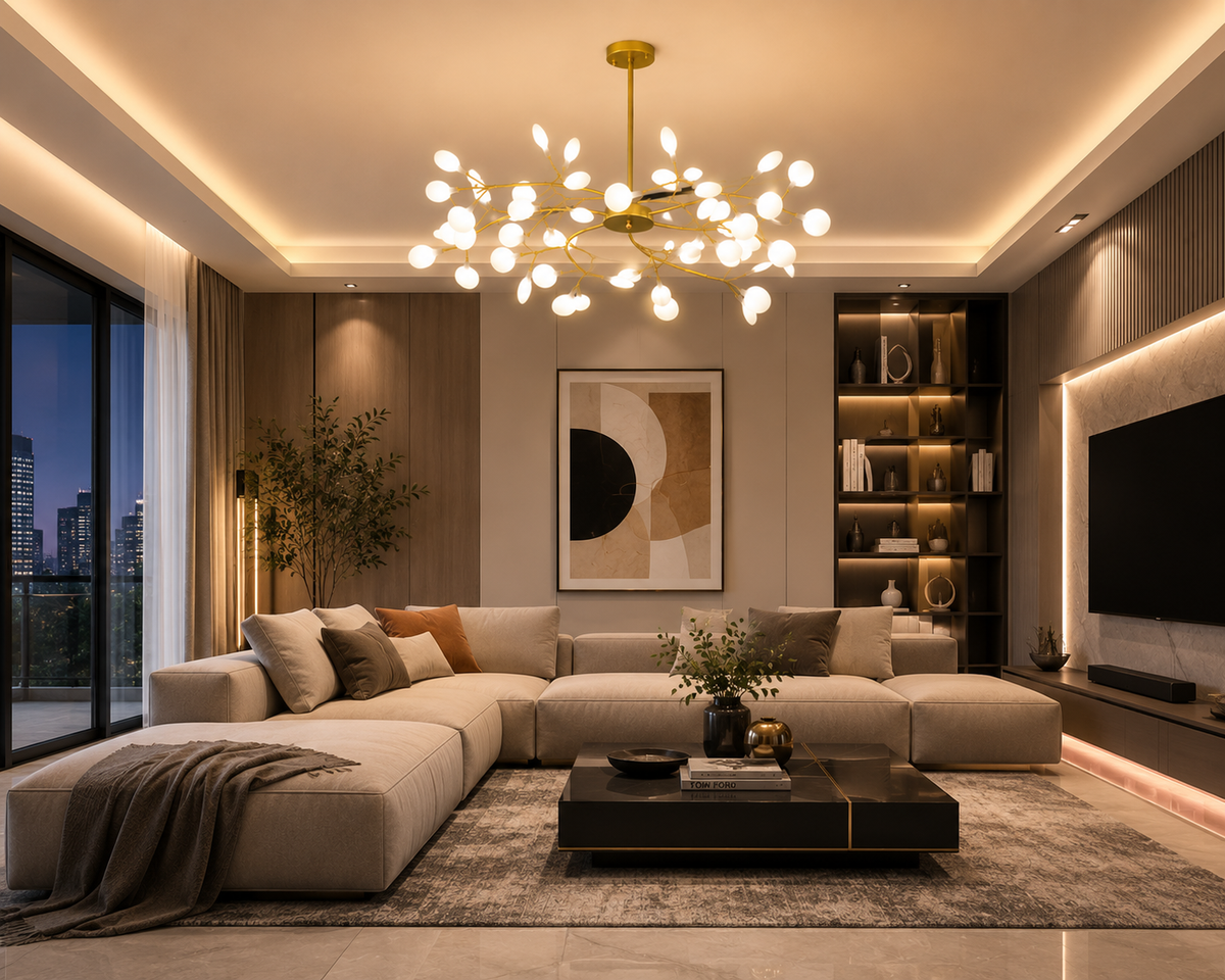 Lustre LED Nordique Doré & Noir Luminaire Élégant pour Salon et Chambre