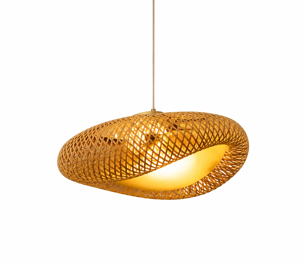 Lustre Suspendu en Bambou Tissé à la Main - Style Vintage