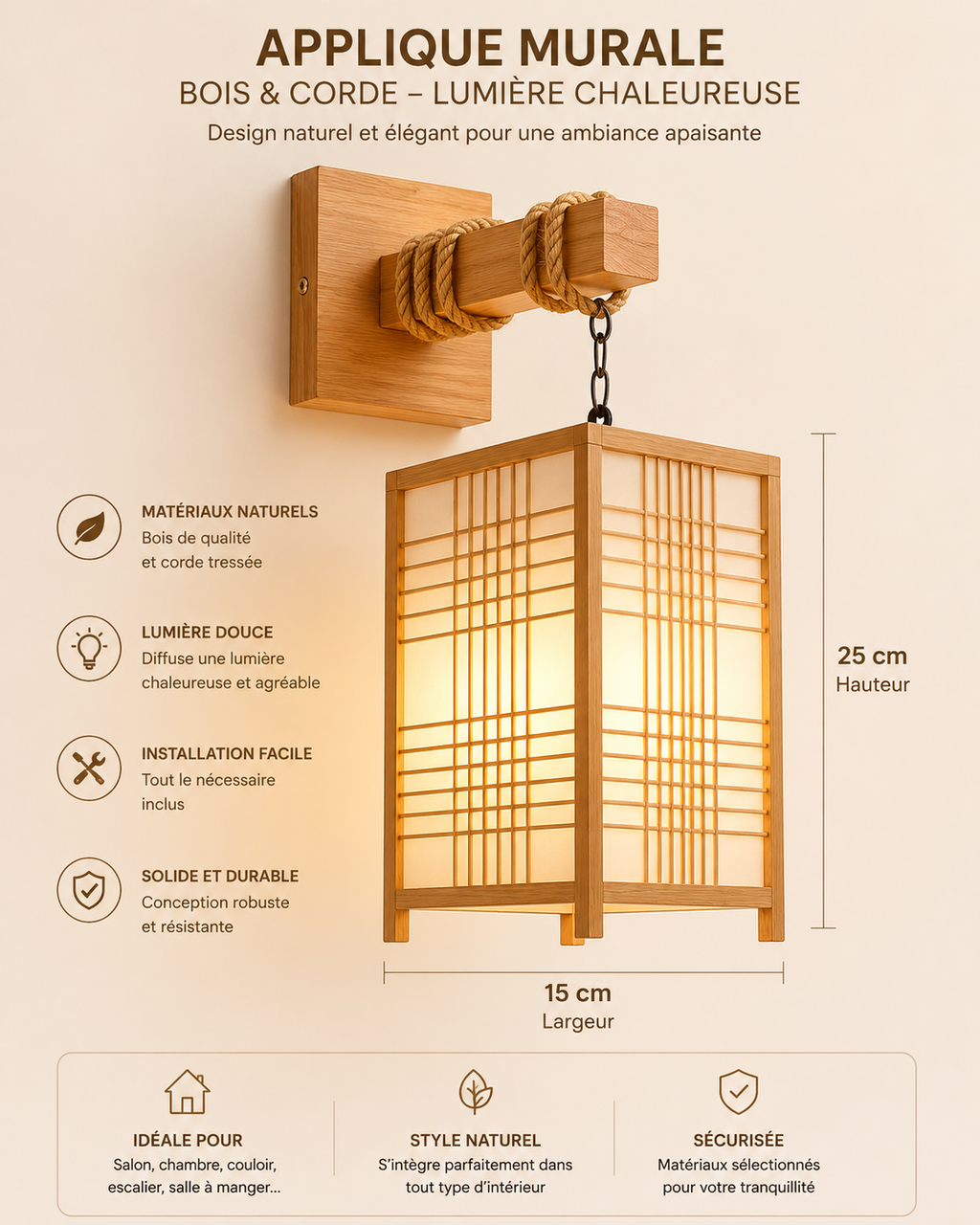Lampe Suspendue Design Tressé Bambou Rotin Osier - Naturel & Artisanal