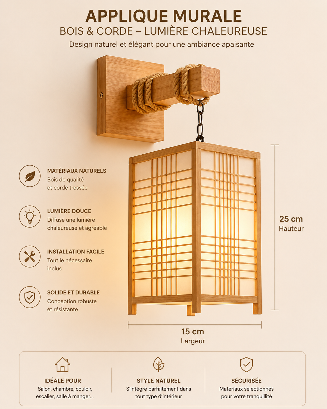 Lampe Suspendue Design Tressé Bambou Rotin Osier - Naturel & Artisanal