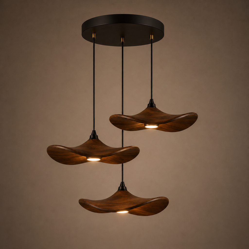 Lustre Japonais Wabi-Sabi en Bois – Suspension en Bois