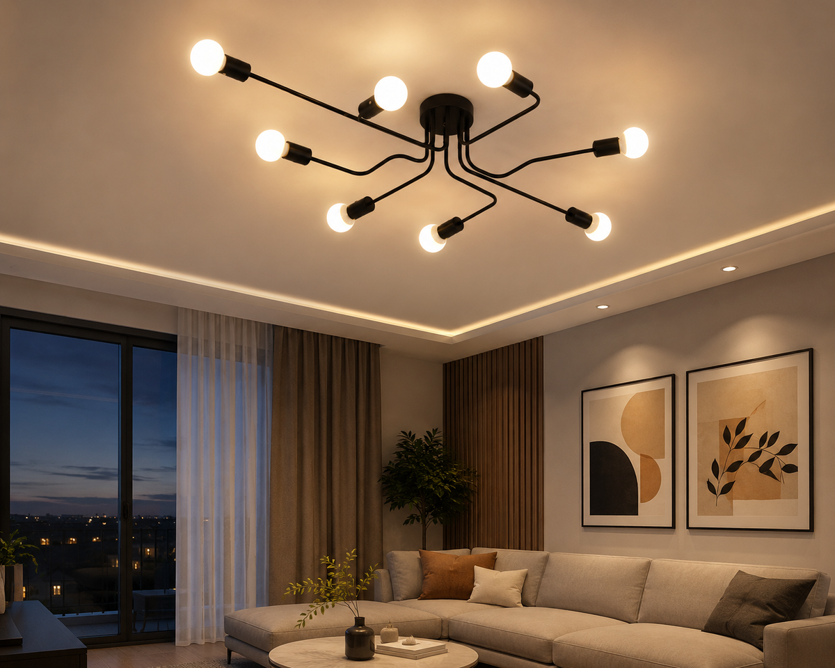 Lustre LED Industriel Vintage – Luminaire Moderne pour Salon et Chambre