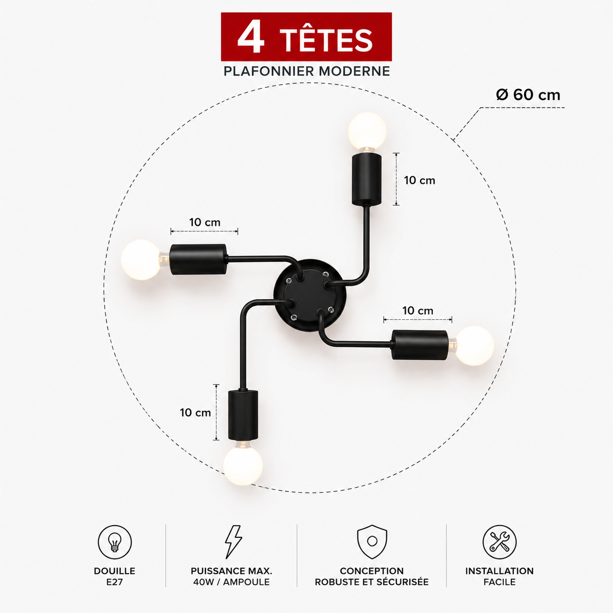 Lustre LED Industriel Vintage – Luminaire Moderne pour Salon et Chambre