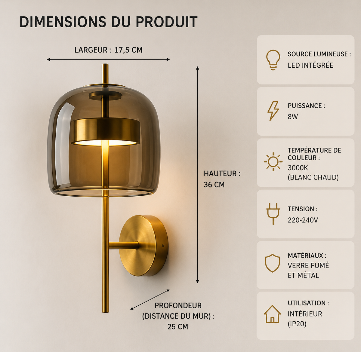 Applique Murale LED  Style Nordique Moderne