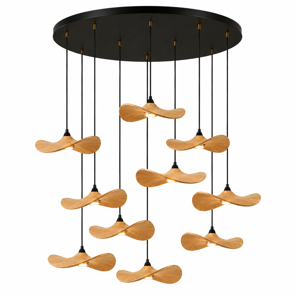 Lustre Japonais Wabi-Sabi en Bois – Suspension en Bois
