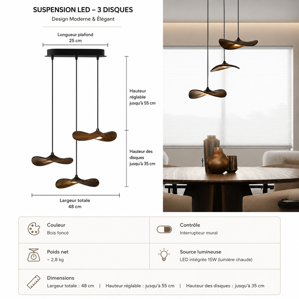 Lustre Japonais Wabi-Sabi en Bois – Suspension en Bois