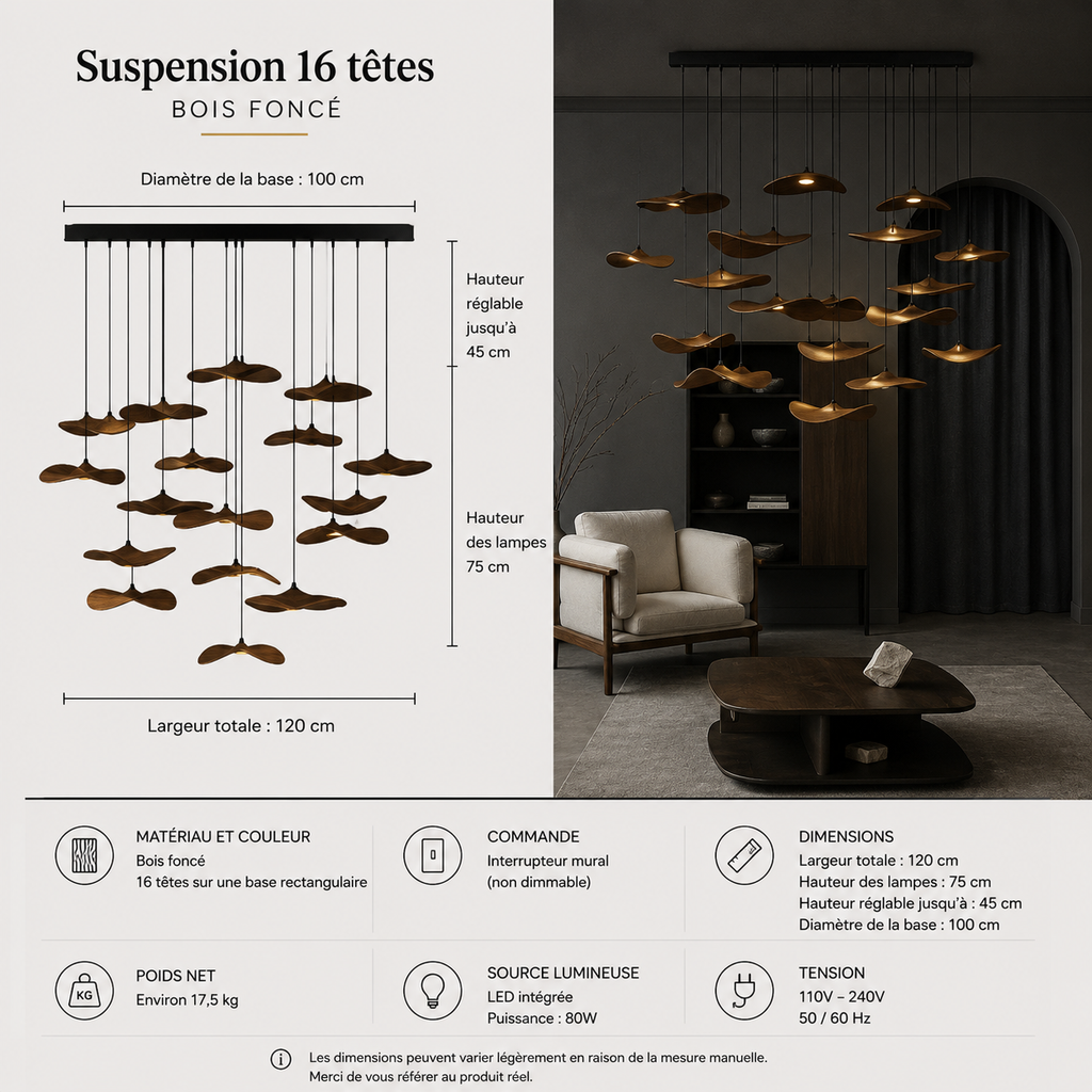 Lustre Japonais Wabi-Sabi en Bois – Suspension en Bois
