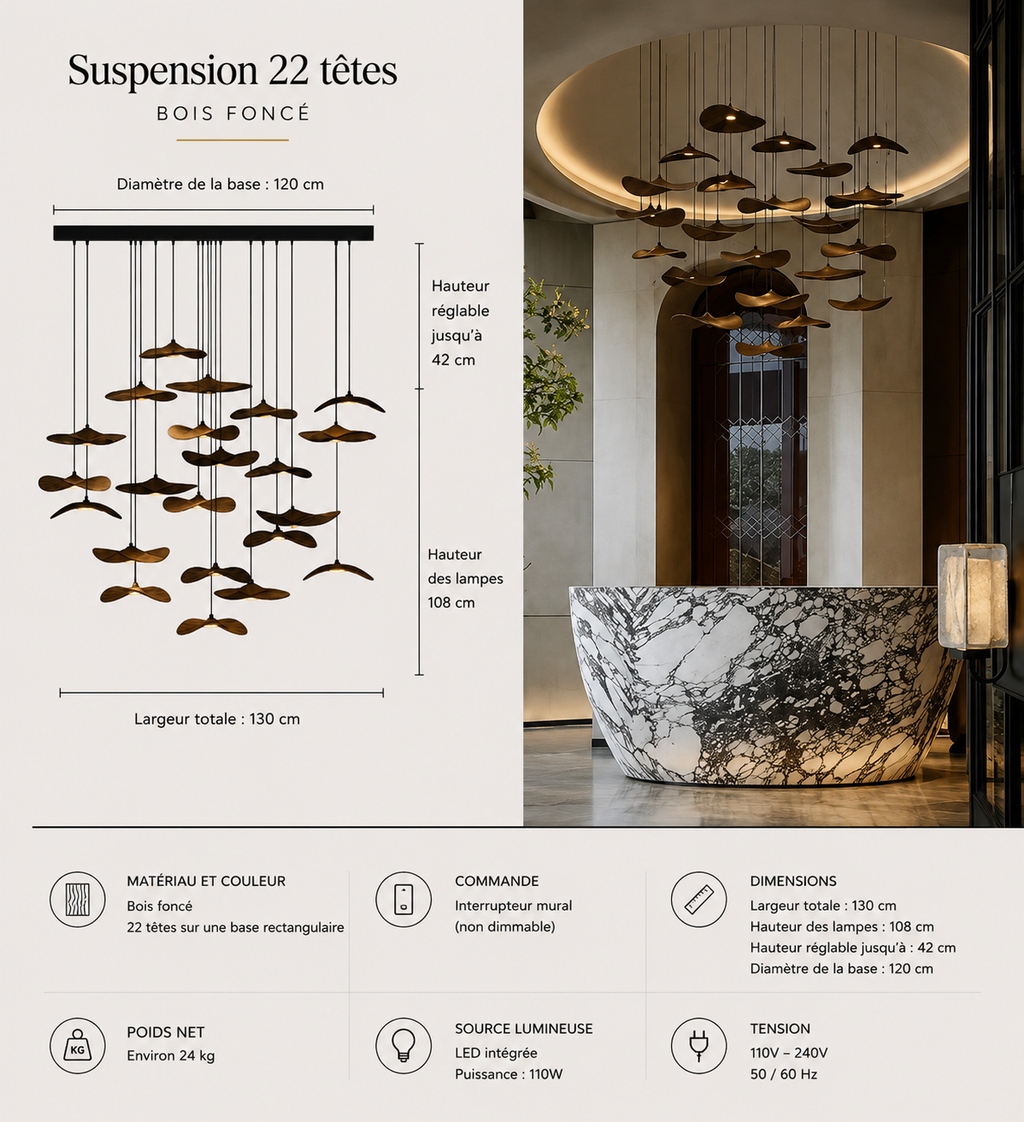 Lustre Japonais Wabi-Sabi en Bois – Suspension en Bois