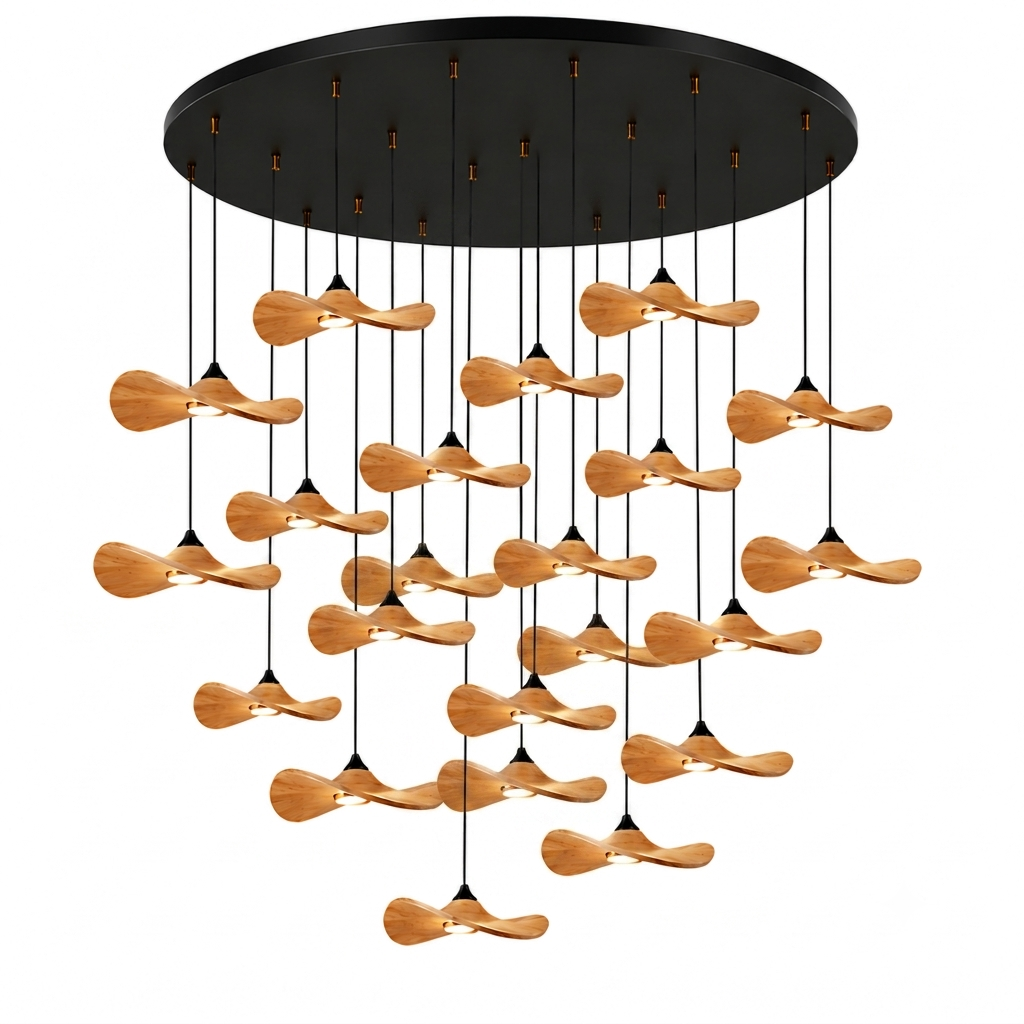 Lustre Japonais Wabi-Sabi en Bois – Suspension en Bois
