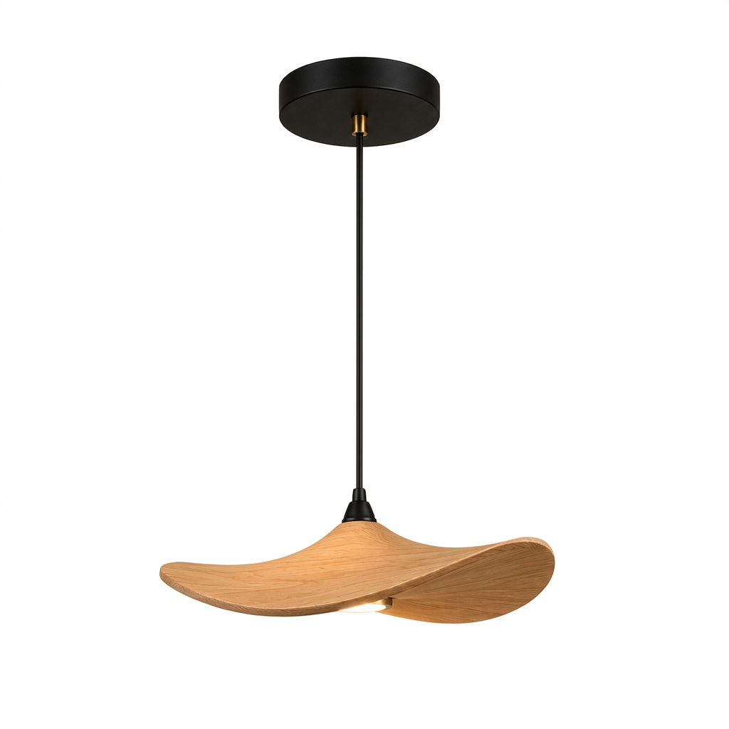 Lustre Japonais Wabi-Sabi en Bois – Suspension en Bois