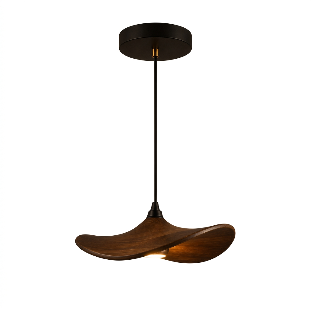 Lustre Japonais Wabi-Sabi en Bois – Suspension en Bois