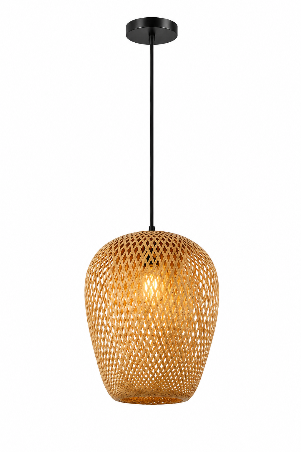 Lustre Suspendu en Rotin et Bambou