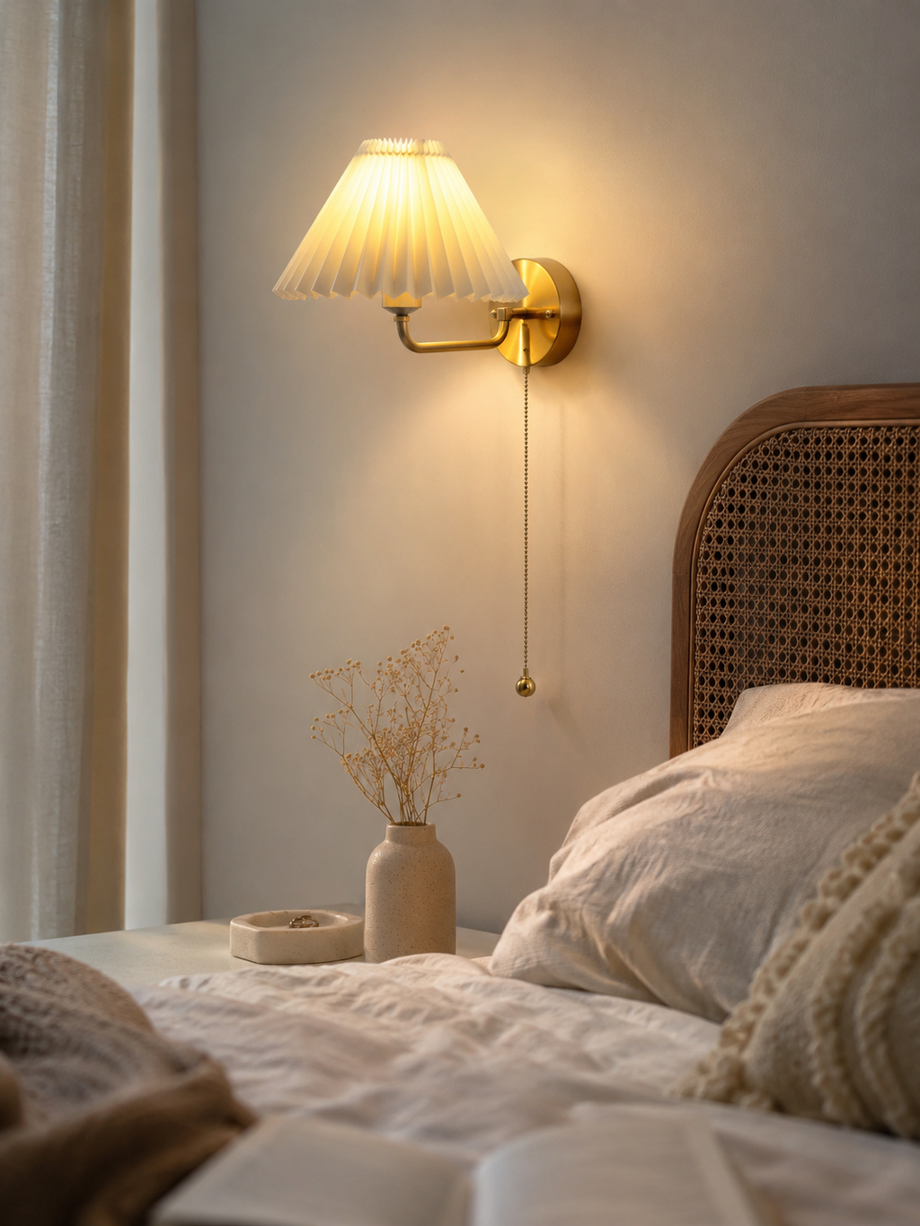 Applique Murale Plissée Dorée – Lampe Murale Design pour Chambre & Salon