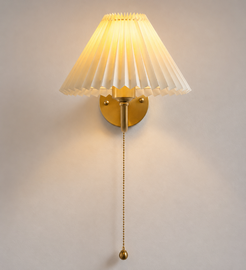Applique Murale Plissée Dorée – Lampe Murale Design pour Chambre & Salon