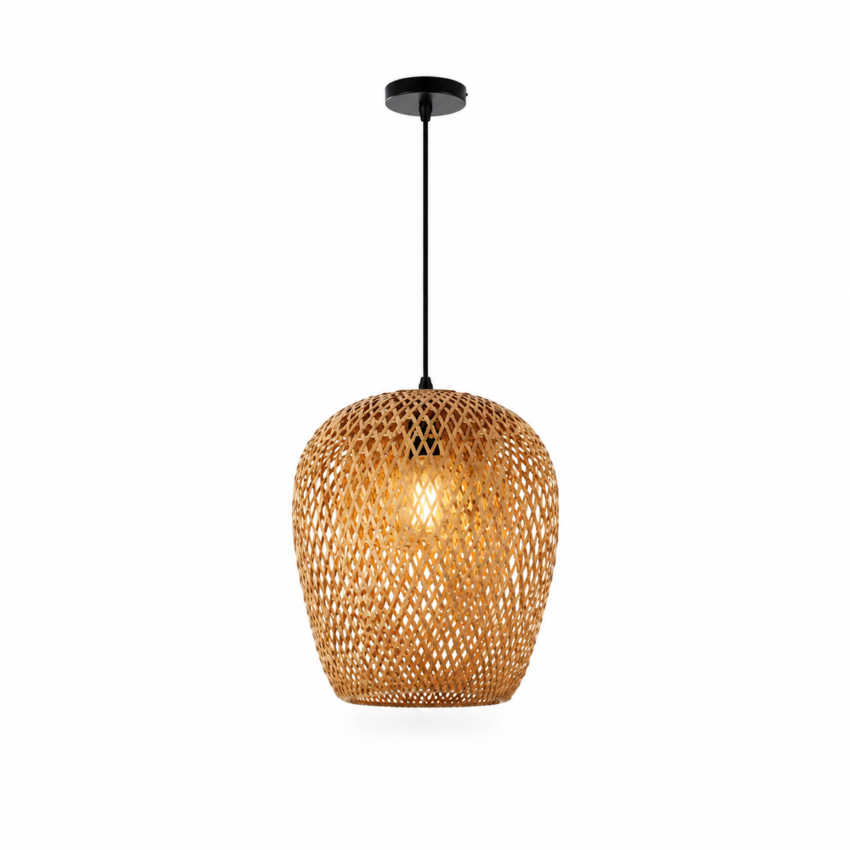 Lustre Suspendu en Rotin et Bambou