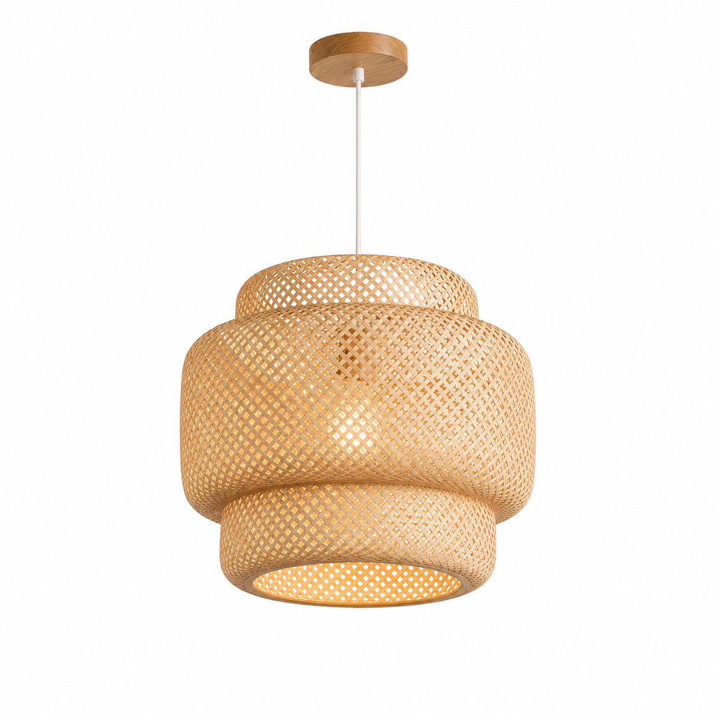 Plafonnier Suspendu en Bambou - Luminaire Design Moderne