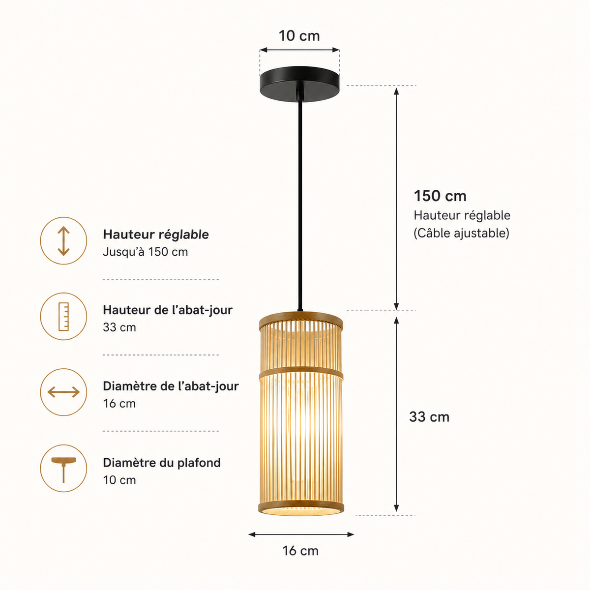 Lampe Suspendue Design Bambou Rotin Osier - Tressage Artisanal
