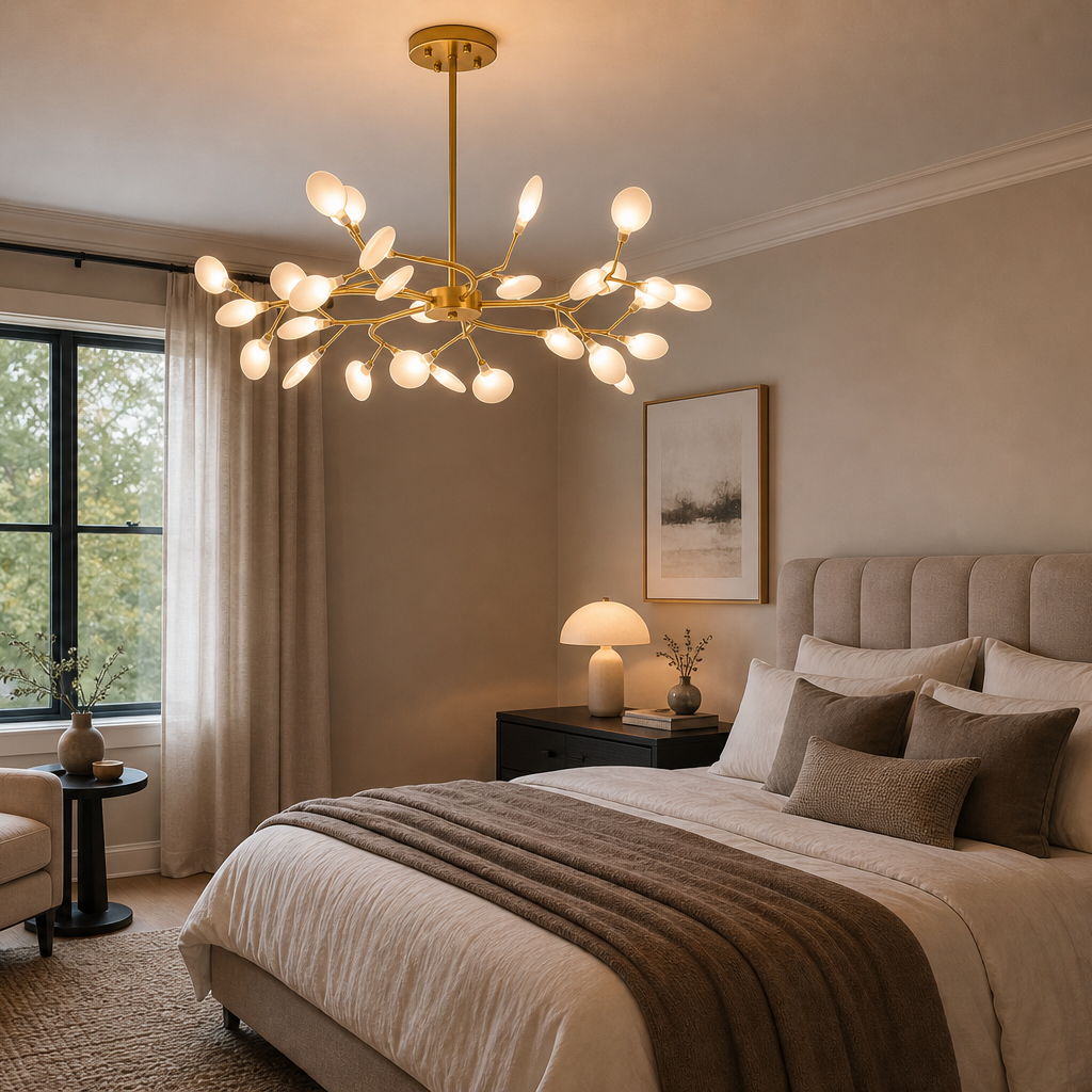 Lustre LED Nordique Doré & Noir Luminaire Élégant pour Salon et Chambre