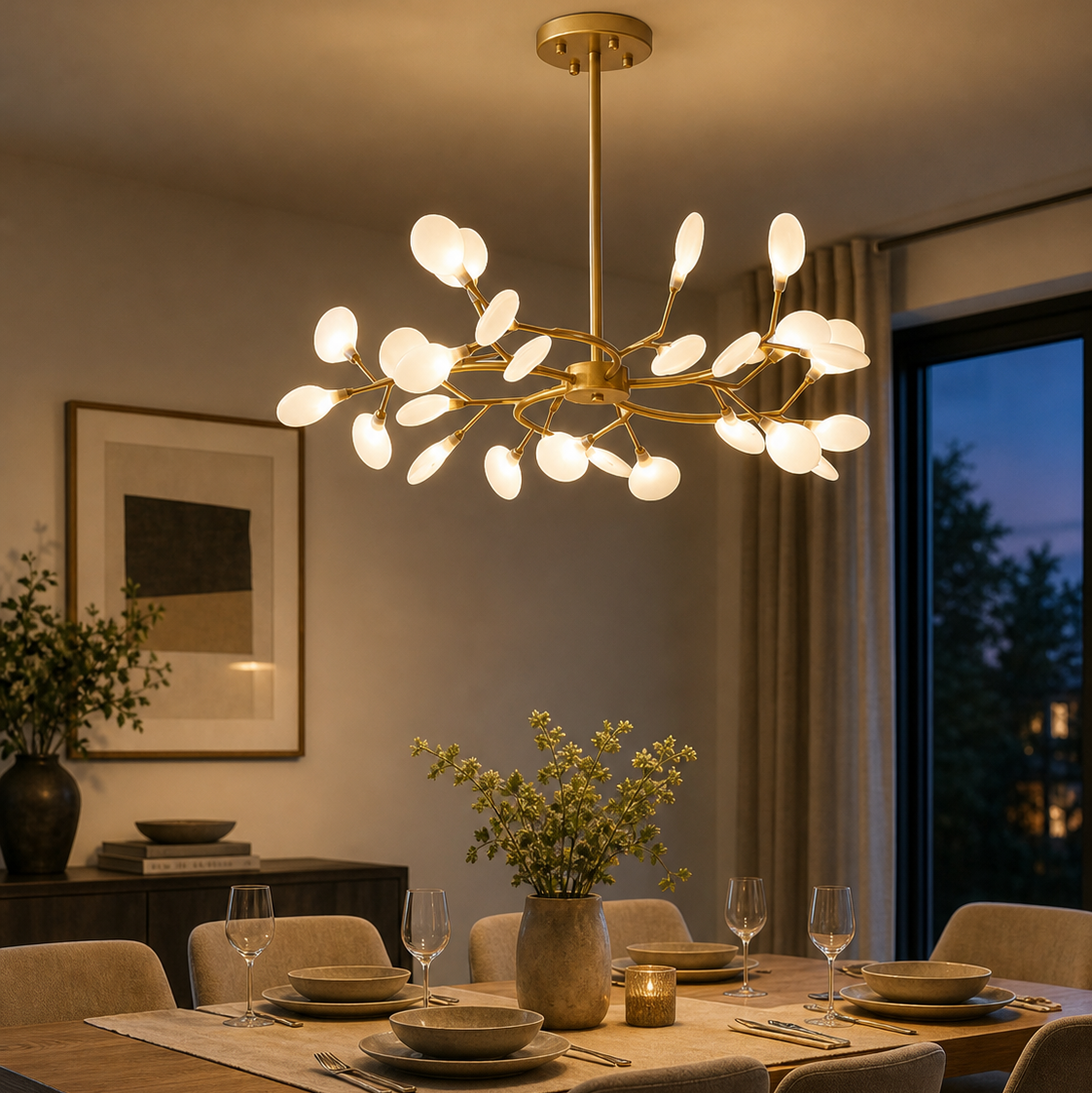Lustre LED Nordique Doré & Noir Luminaire Élégant pour Salon et Chambre