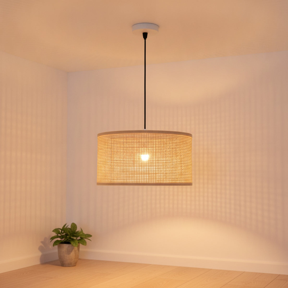 Abat-jour Créatif en Rotin Tissé - Style Rustique pour Lampe Suspendue ou Plafonnier