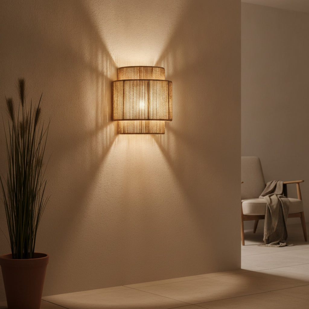 Applique Murale Design en Corde de Chanvre - Lampe de Chevet Moderne pour Salon et Couloir
