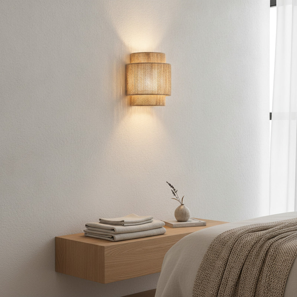 Applique Murale Design en Corde de Chanvre - Lampe de Chevet Moderne pour Salon et Couloir