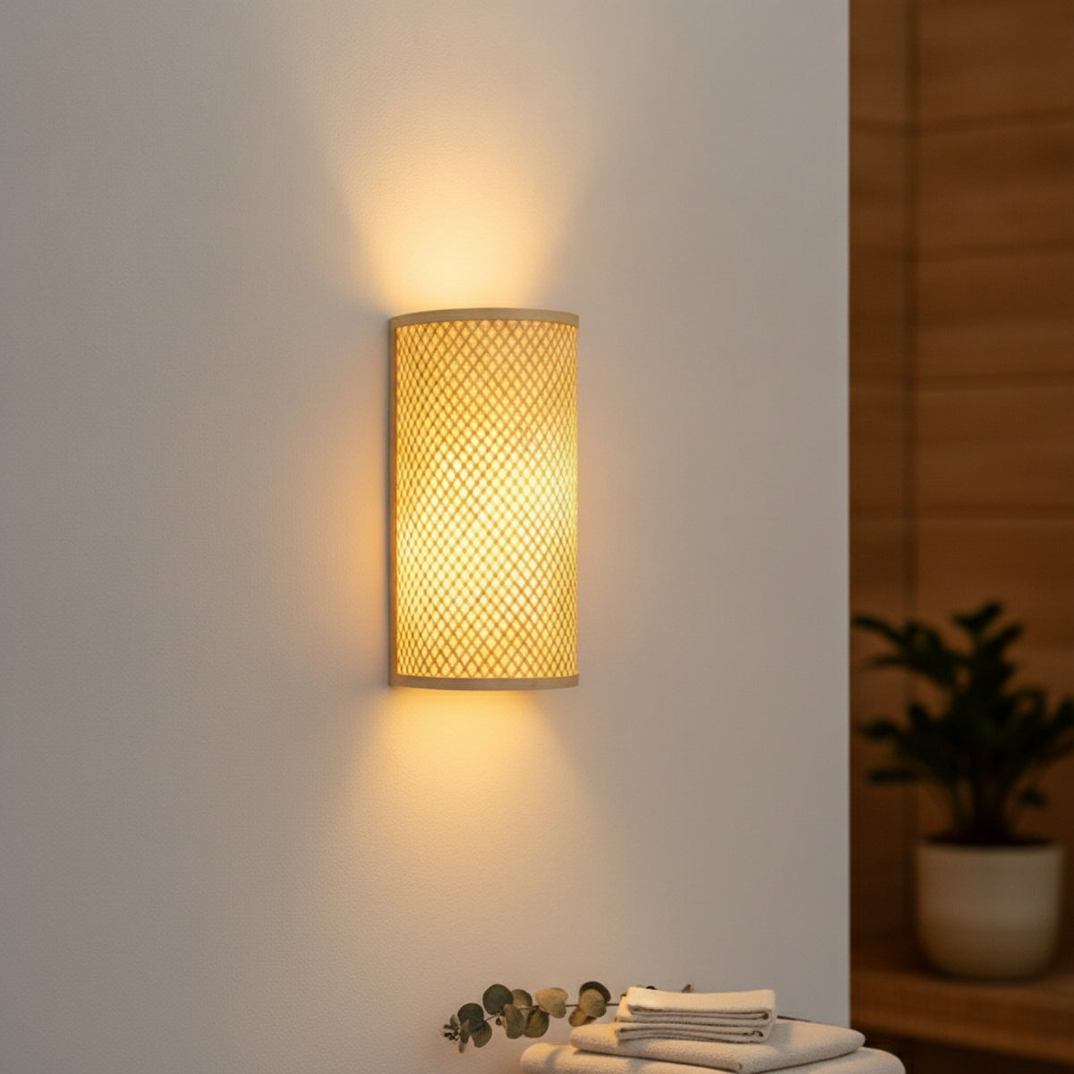 Applique Murale Demi-Cercle en Bambou Vintage - Éclairage LED Minimaliste pour Restaurant, Loft, Couloir et Cuisine