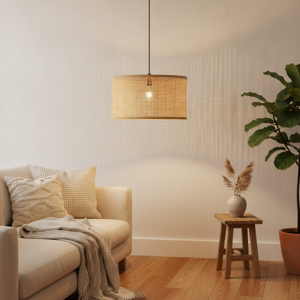 Abat-jour Créatif en Rotin Tissé - Style Rustique pour Lampe Suspendue ou Plafonnier