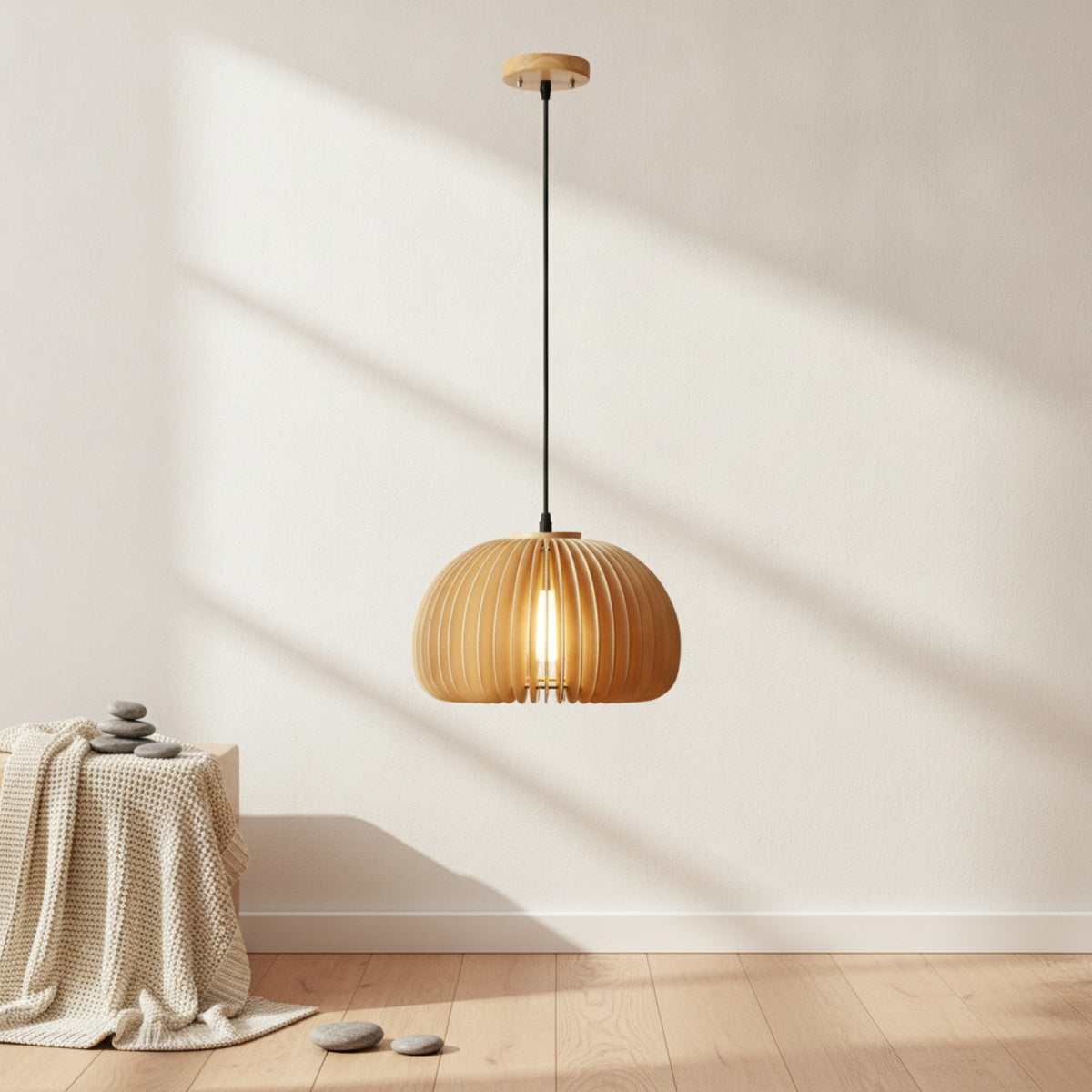 Lampe Suspendue Bambou Rotin Osier - Artisanale & Naturelle 30cm