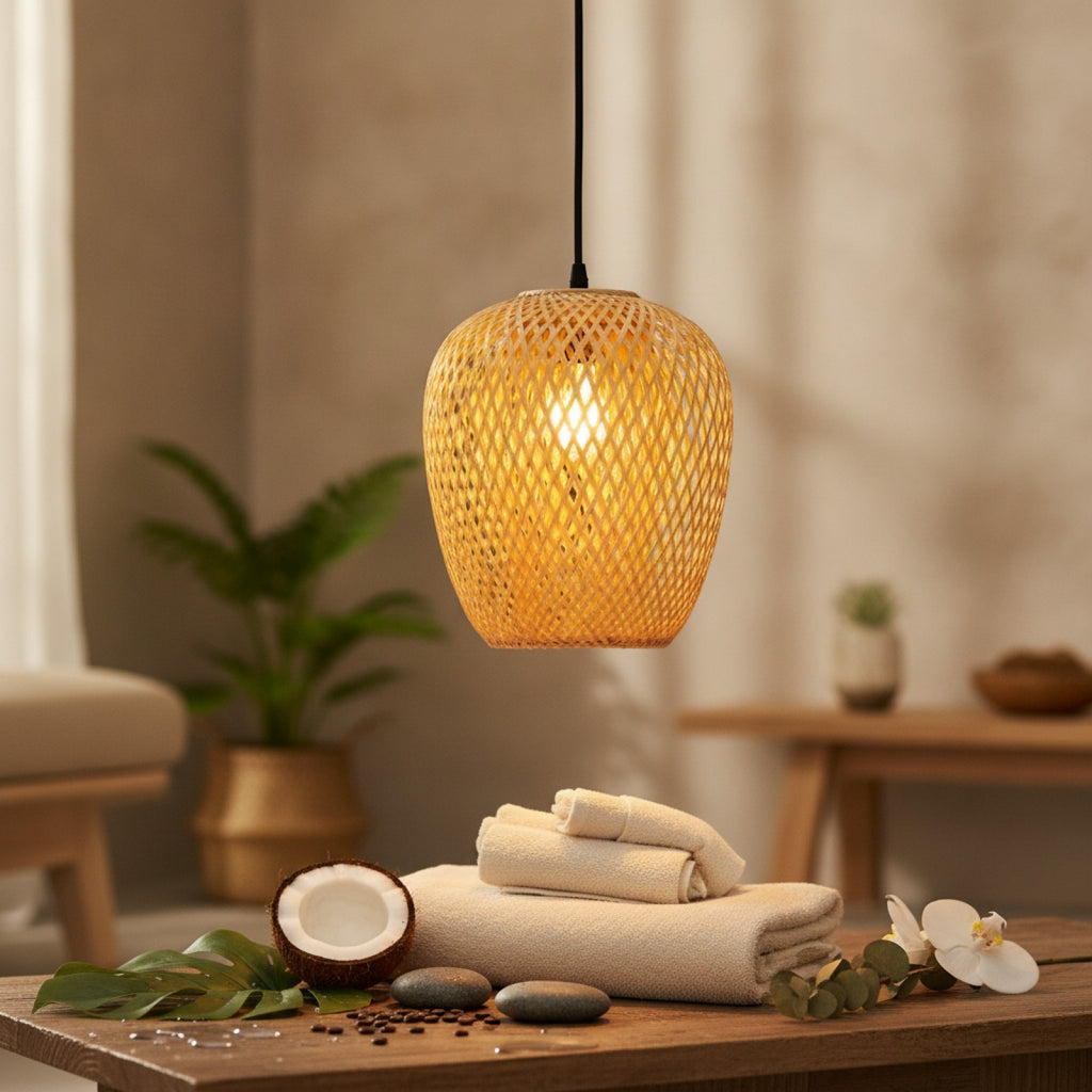Lampe Suspendue Design Bambou Rotin Osier - Variation 6