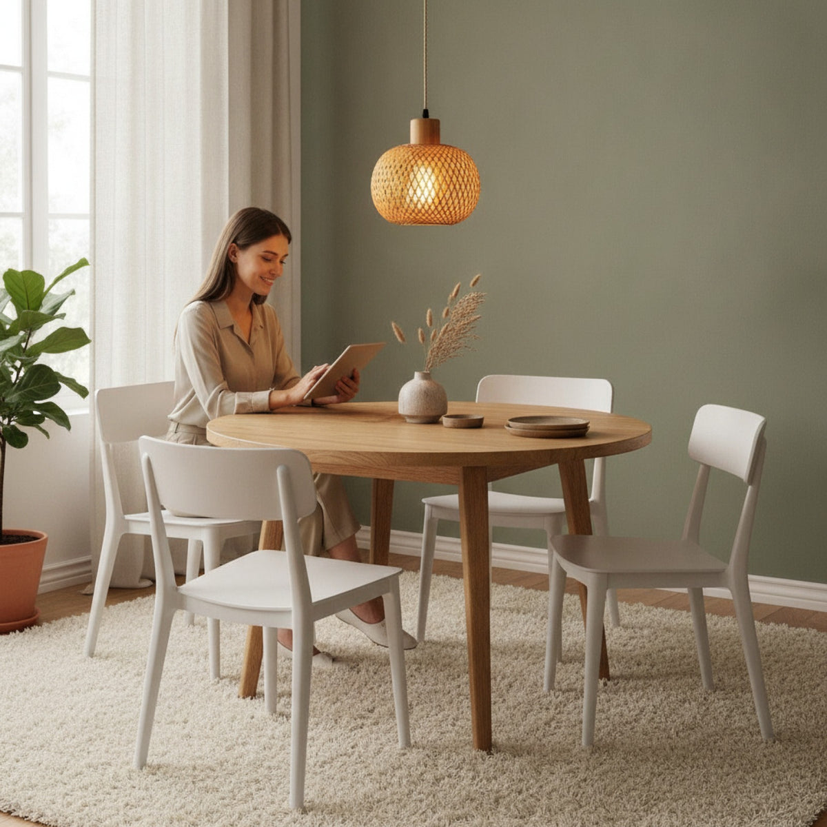 Lampe Suspendue Design Tressé Bambou & Rotin - Style Naturel pour Salle à Manger (20x18cm)