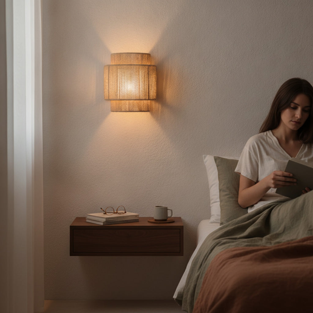 Applique Murale Design en Corde de Chanvre - Lampe de Chevet Moderne pour Salon et Couloir