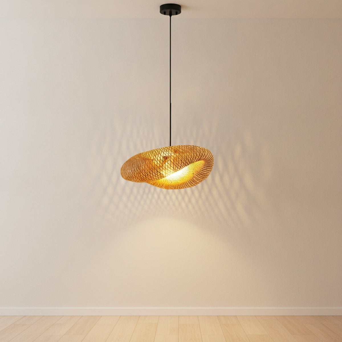 Lustre Suspendu en Bambou Tissé à la Main - Style Vintage pour Salon & Cuisine