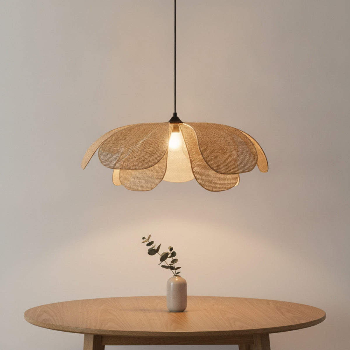 Lampe LED suspendue en forme de pétale tissé en rotin, 3 couleurs, pour salle à manger, chambre à coucher, salon, salon de thé, décoration de la maison, luminaire