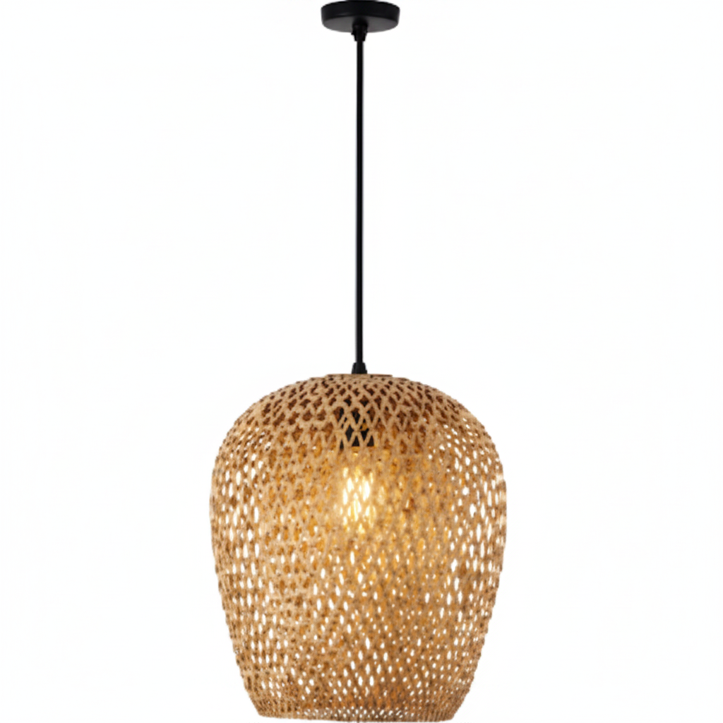 Lustre Suspendu en Rotin et Bambou