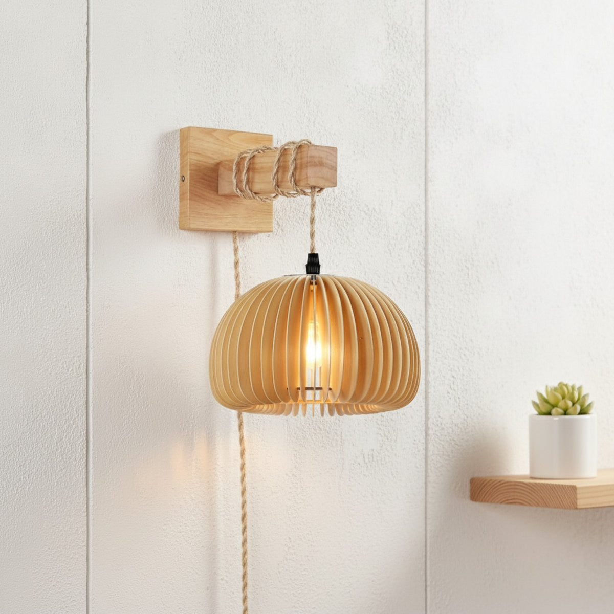 Lampe Suspendue Design Bambou Rotin Osier - Ø 18cm