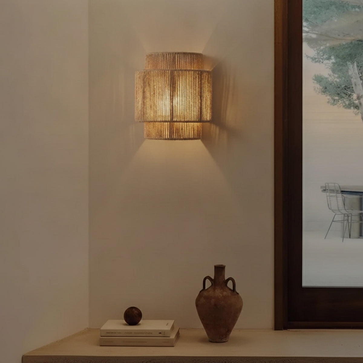 Applique Murale Design en Corde de Chanvre - Lampe de Chevet Moderne pour Salon et Couloir