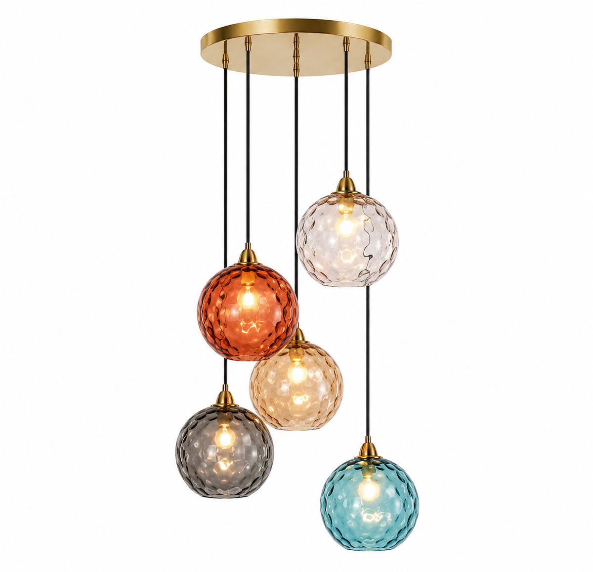 Lustre Sphérique Verre Motifs d'Eau Ambiance Nordique