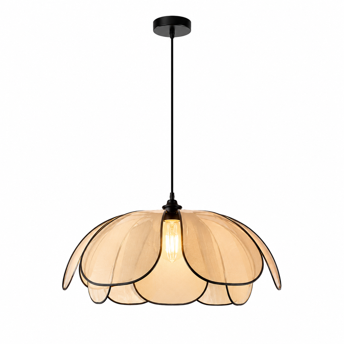 Lustre Rotin Design Pétale