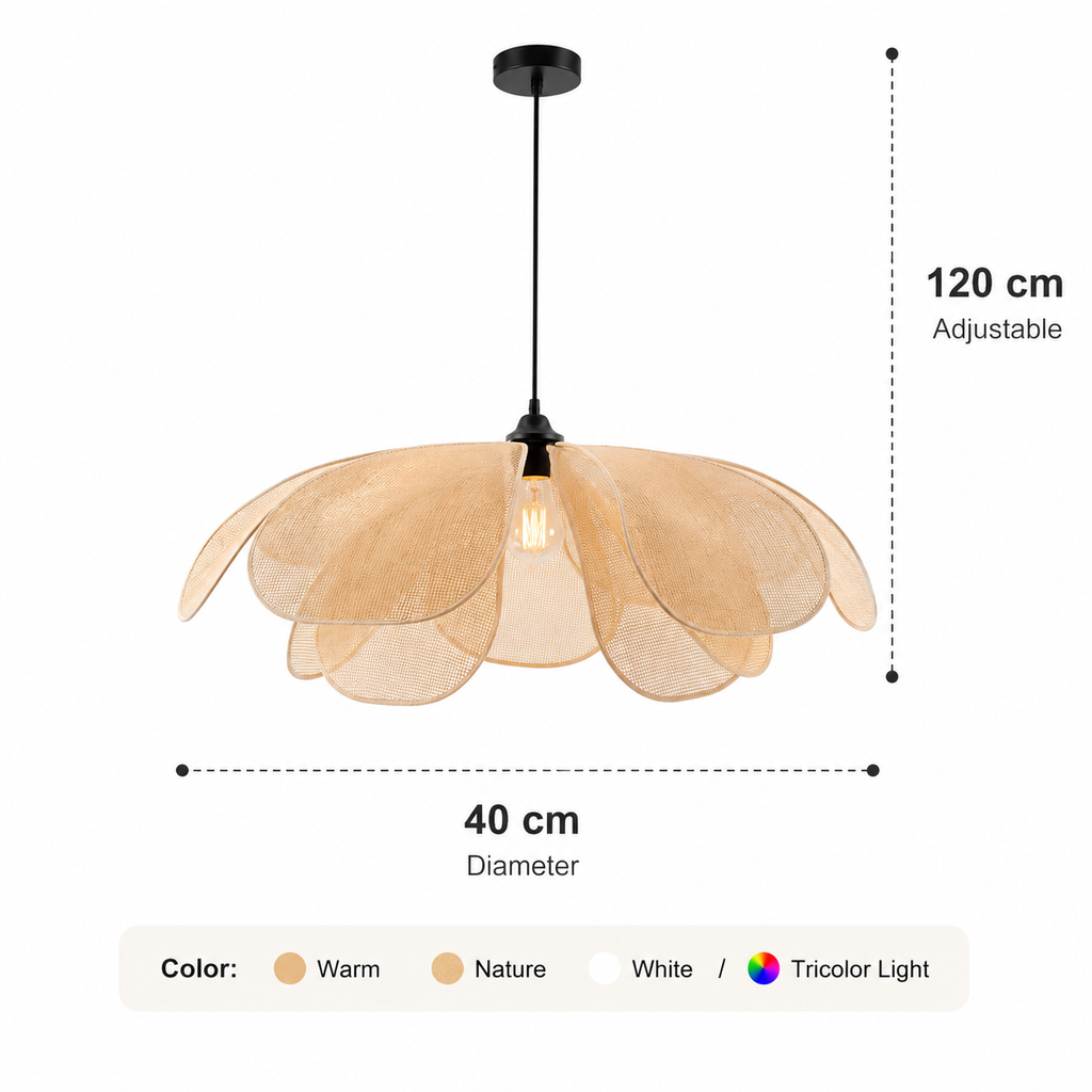 Lustre Rotin Design Pétale