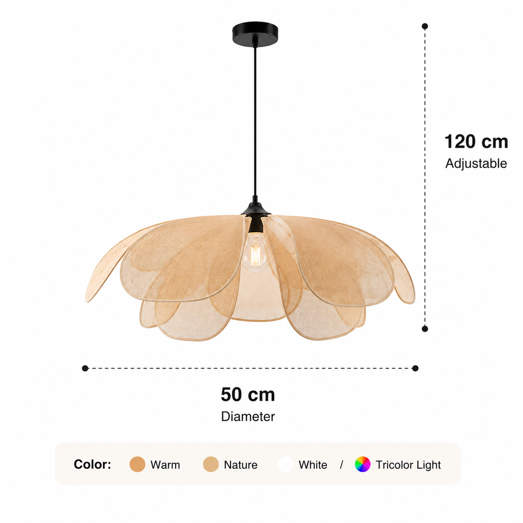Lustre Rotin Design Pétale