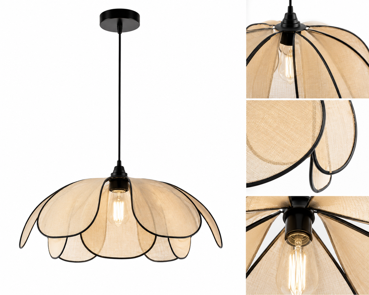 Lustre Rotin Design Pétale