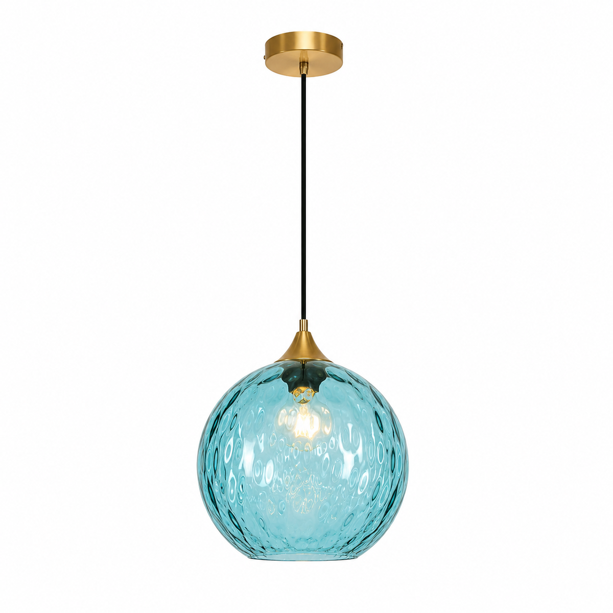 Lustre Sphérique Verre Motifs d'Eau Ambiance Nordique