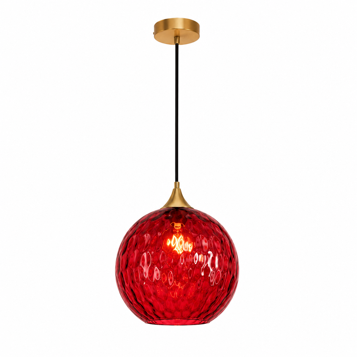 Lustre Sphérique Verre Motifs d'Eau Ambiance Nordique
