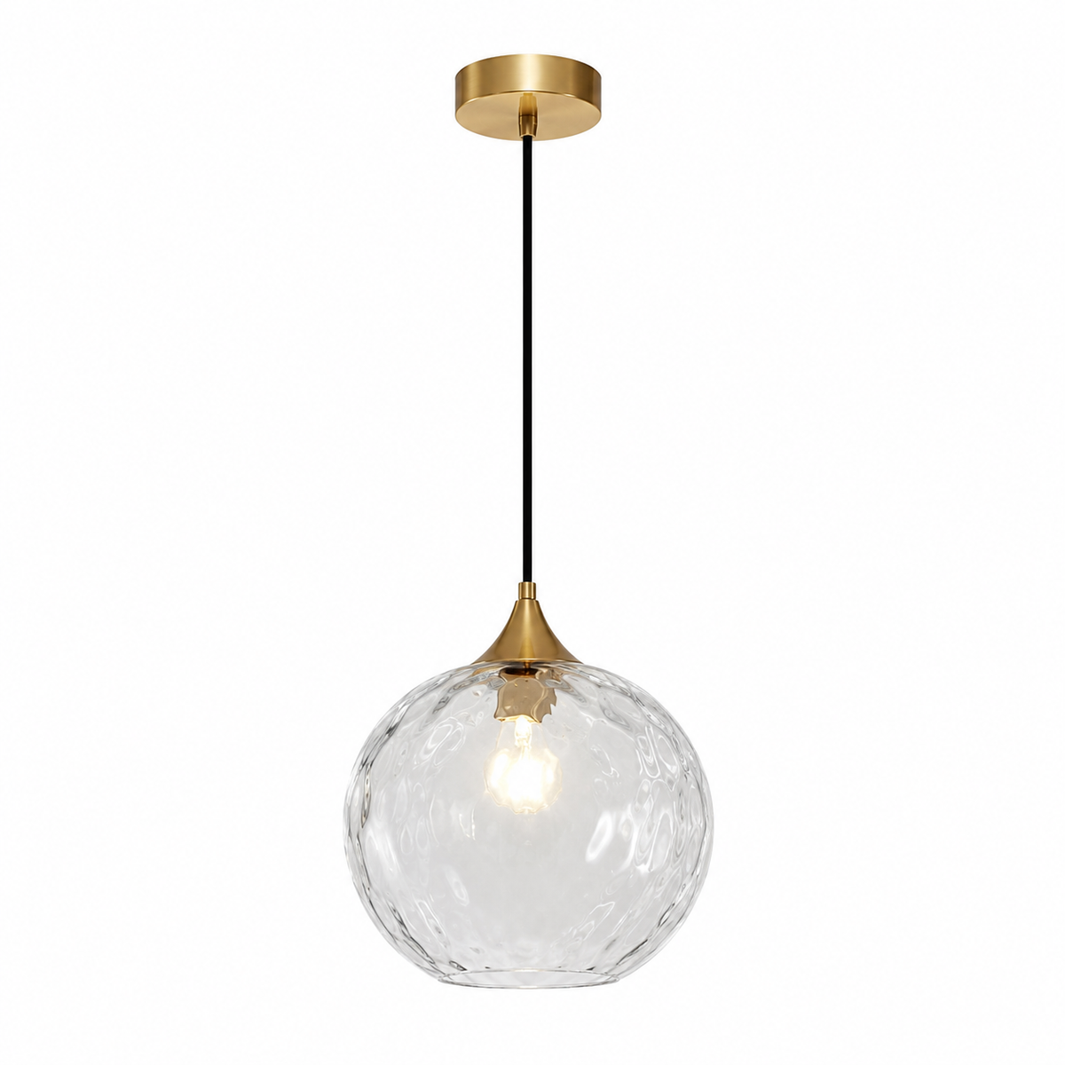 Lustre Sphérique Verre Motifs d'Eau Ambiance Nordique