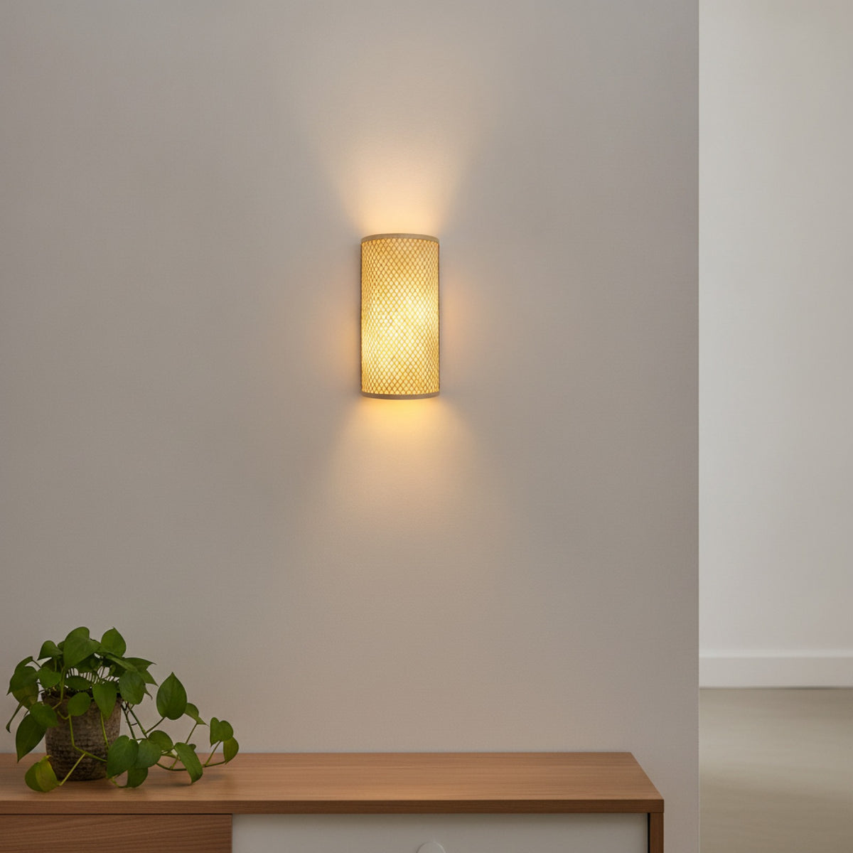 Applique Murale Demi-Cercle en Bambou Vintage - Éclairage LED Minimaliste pour Restaurant, Loft, Couloir et Cuisine